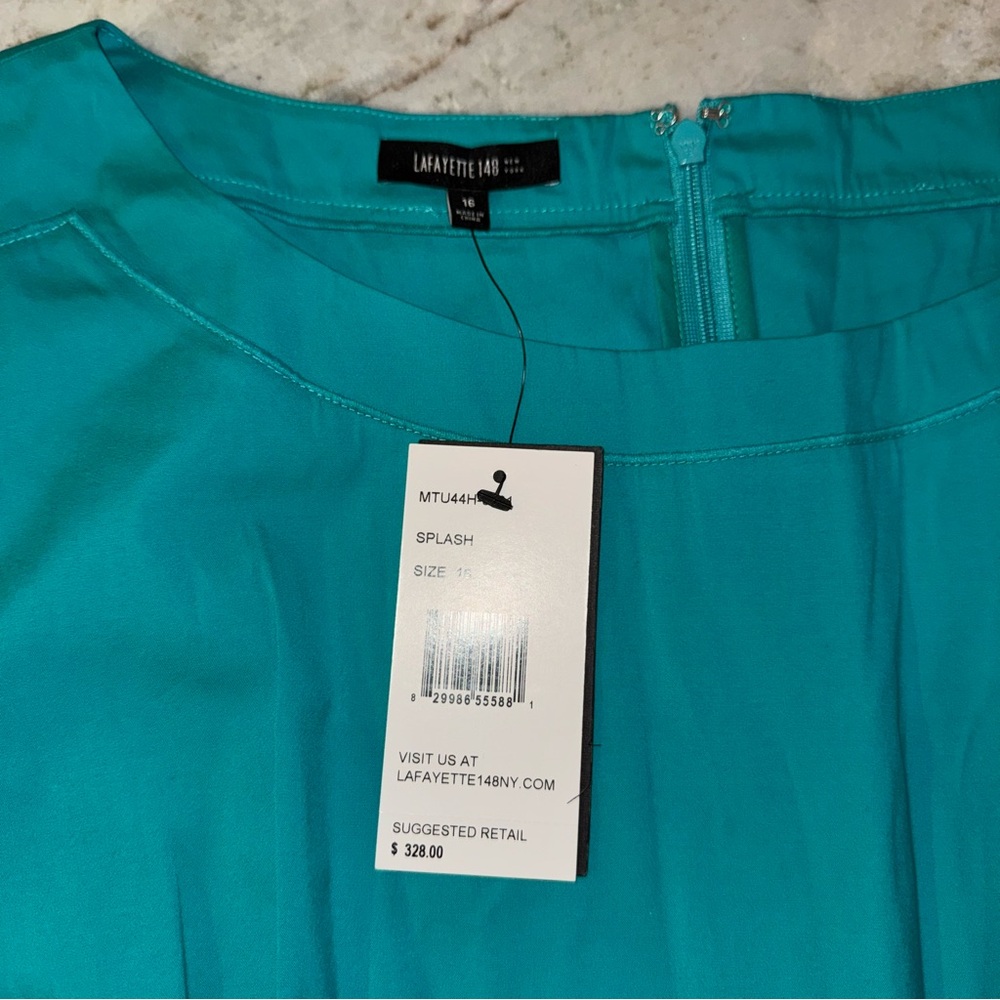 Lafayette 148 New York Aqua Sleeveless Blouse - Picture 2 of 3